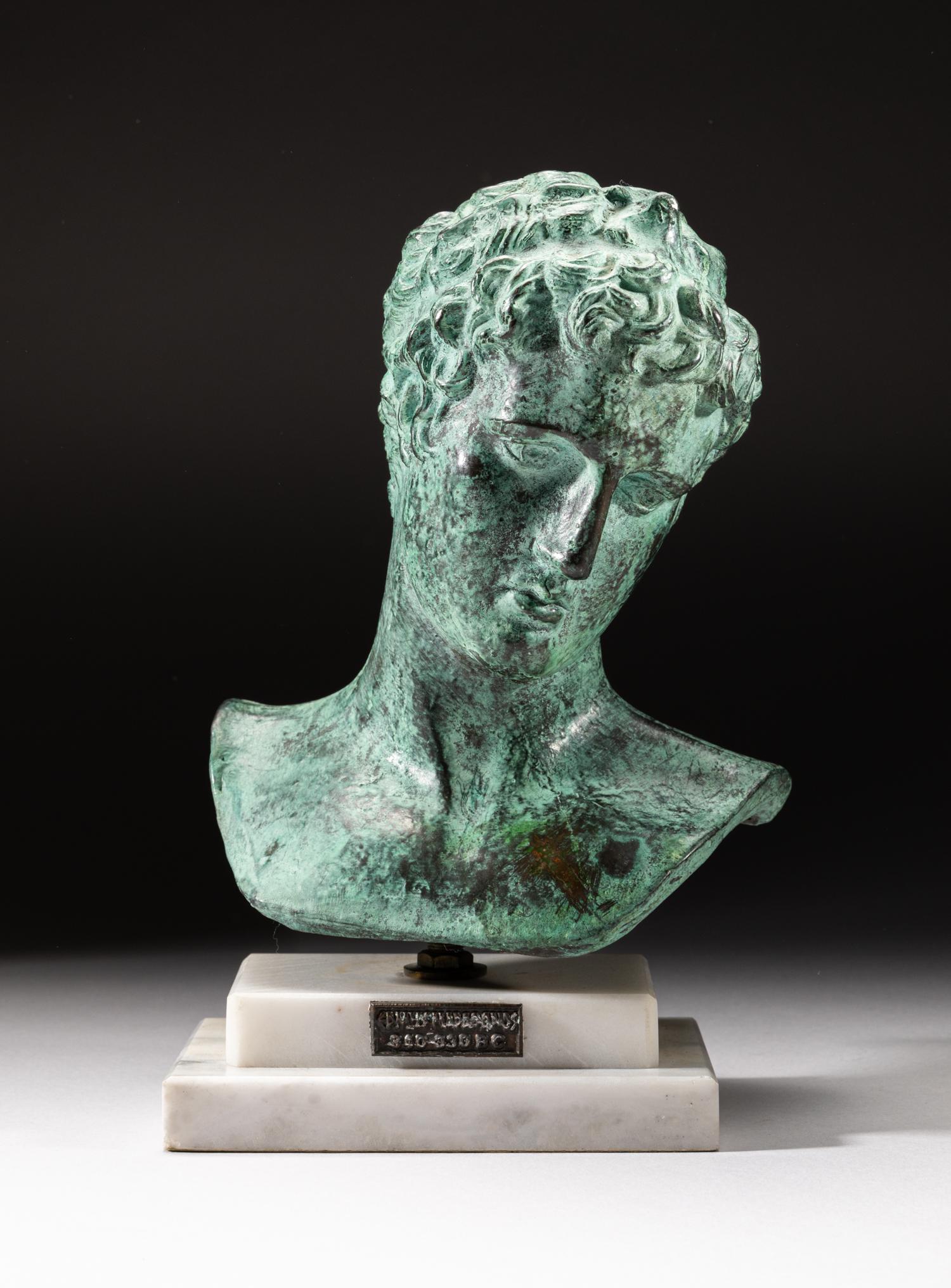 Painted Bronze Table Sculpture of Man Head (1 of 13)