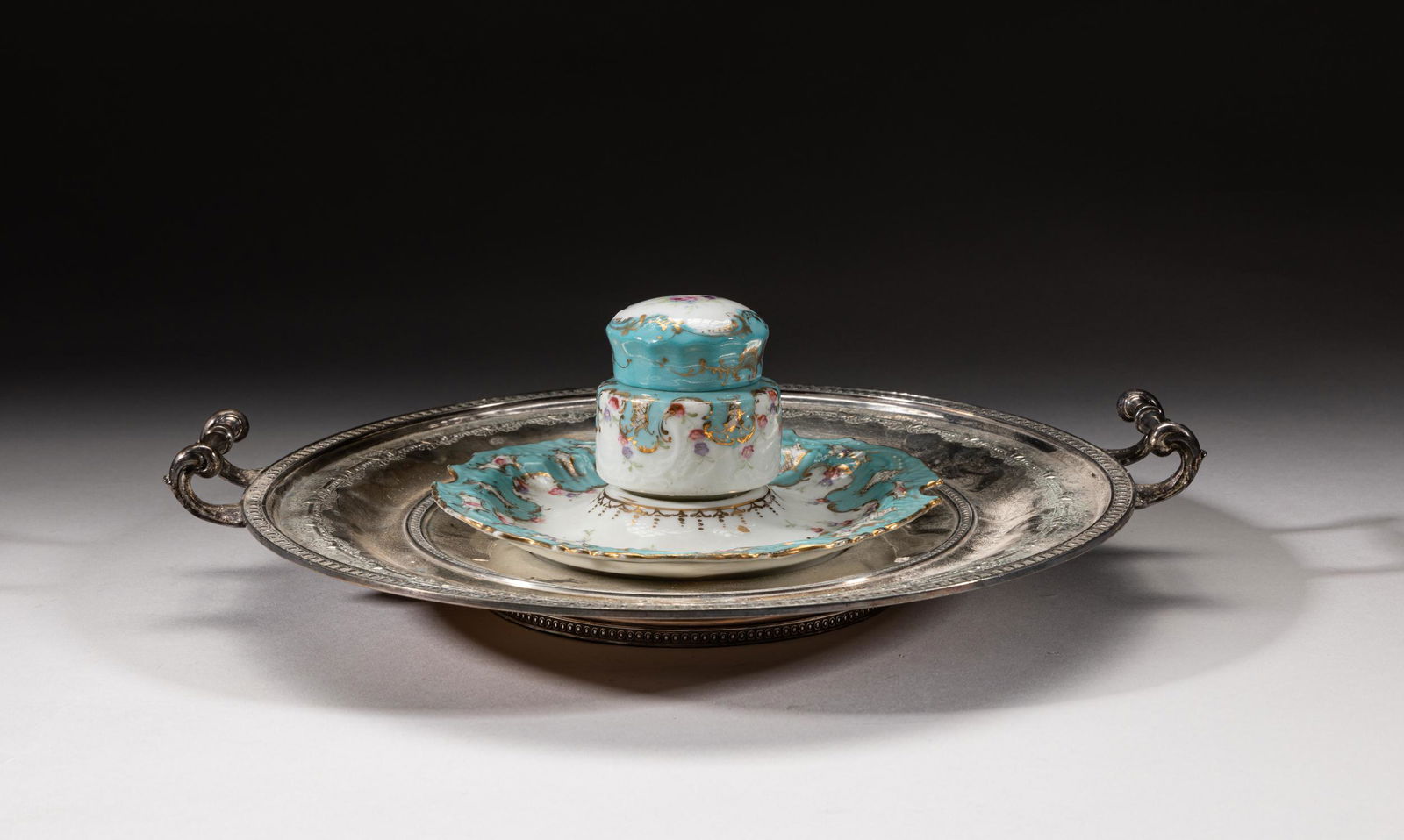 Collectible Porcelain Central Piece w/ Silverplate (1 of 14)