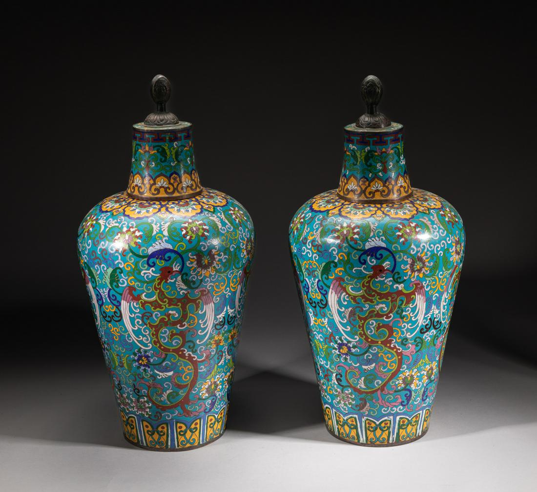 Pair Important Chinese Cloisonne Vase (1 of 16)