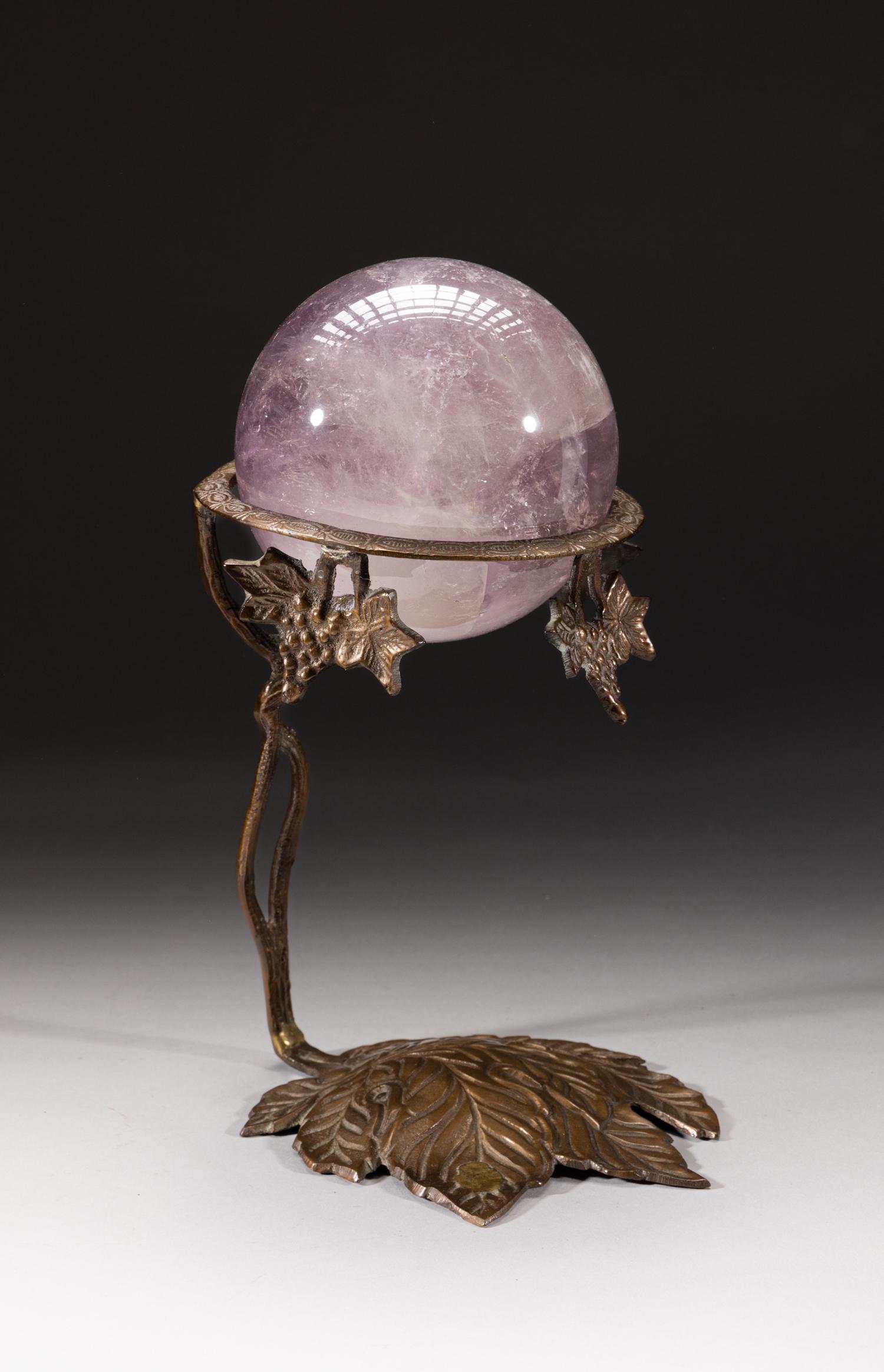 French Type Amethyst Ball w/ Brass Stand (1 of 12)