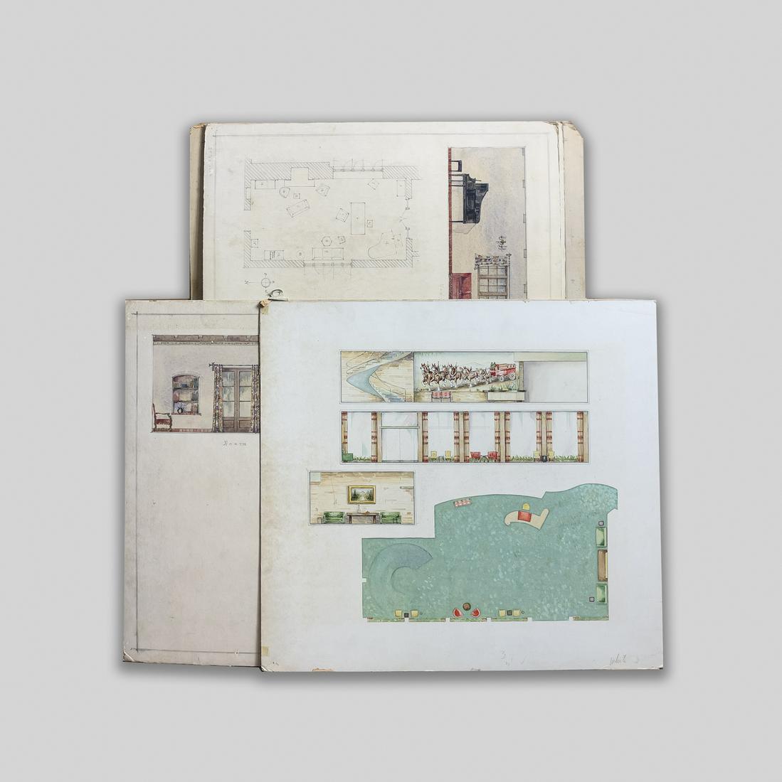 Set Hand Painted Architectural Drawings (1 of 16)