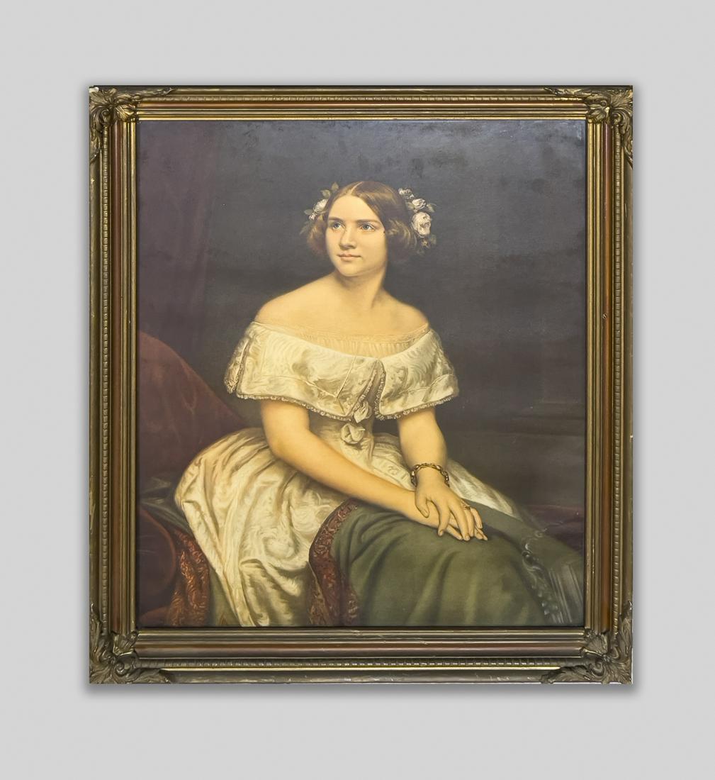 Old Framed Wall Hanging of Lady (1 of 10)