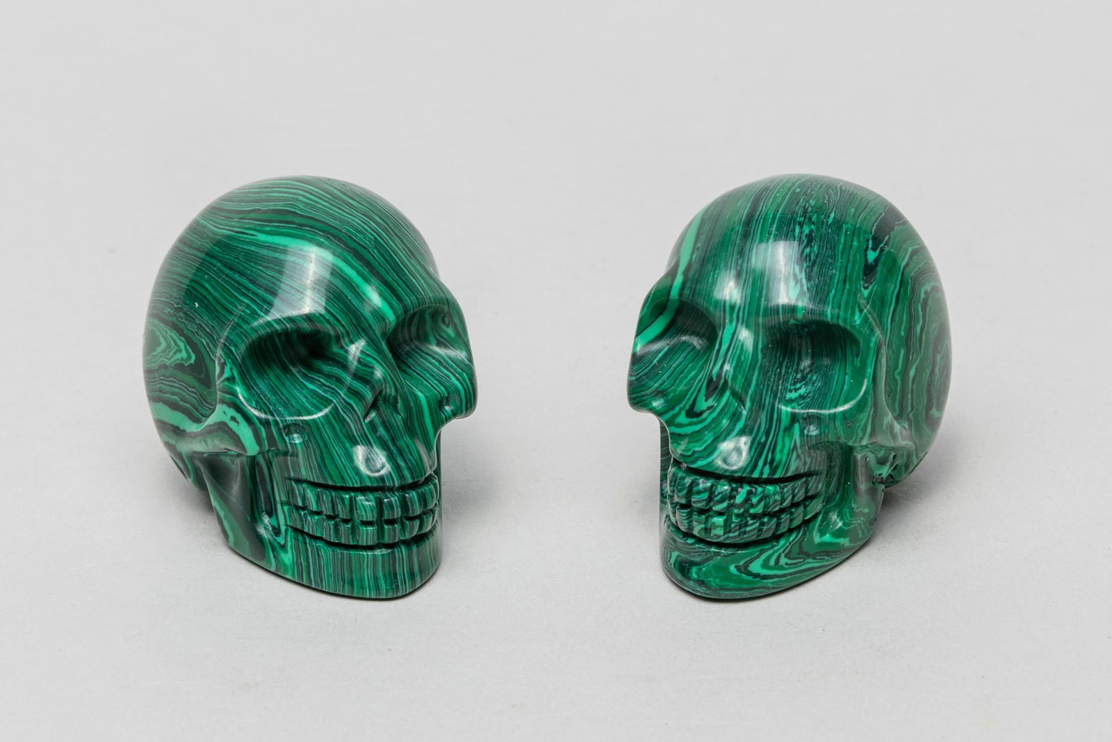 Collectible Pair Malachite Skull Sculpture (1 of 14)