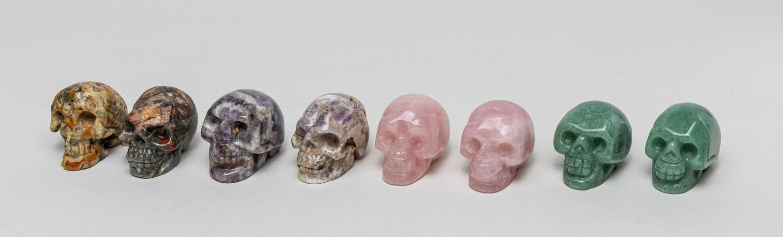 Group Amethyst, Quartz & Gem Stone Skull Sculpture (1 of 12)