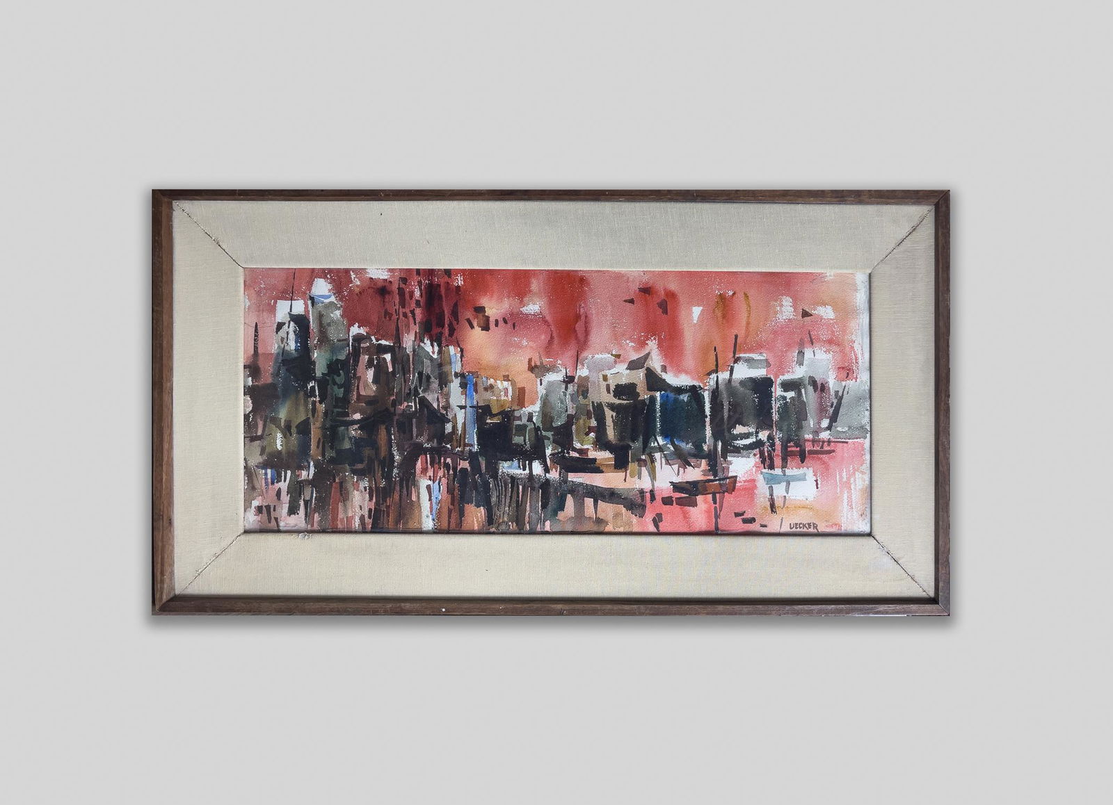 Signed Uecker, Watercolor Painting Untitled Blue. (1 of 8)