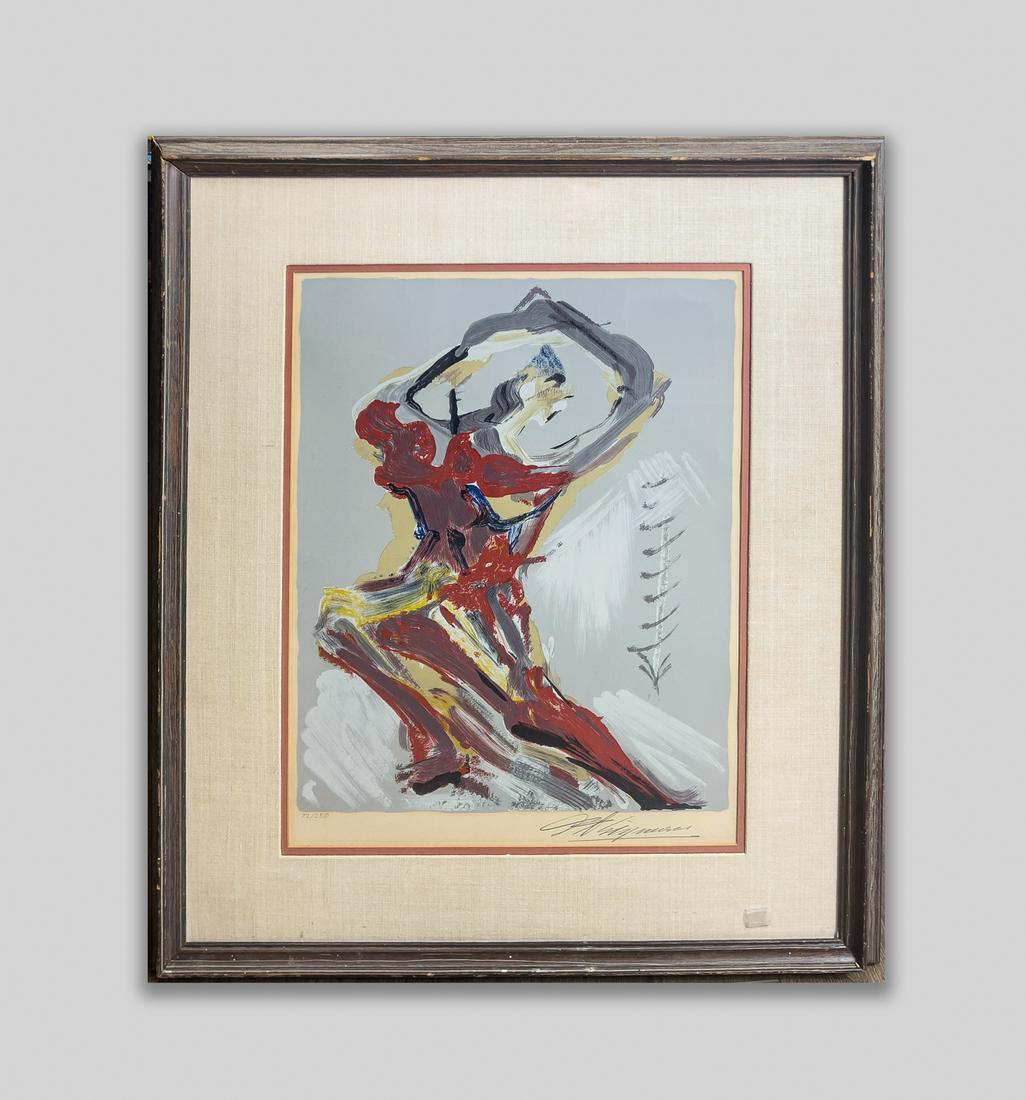 Modern Art Lithograph of Dancing Figure, Signed (1 of 9)