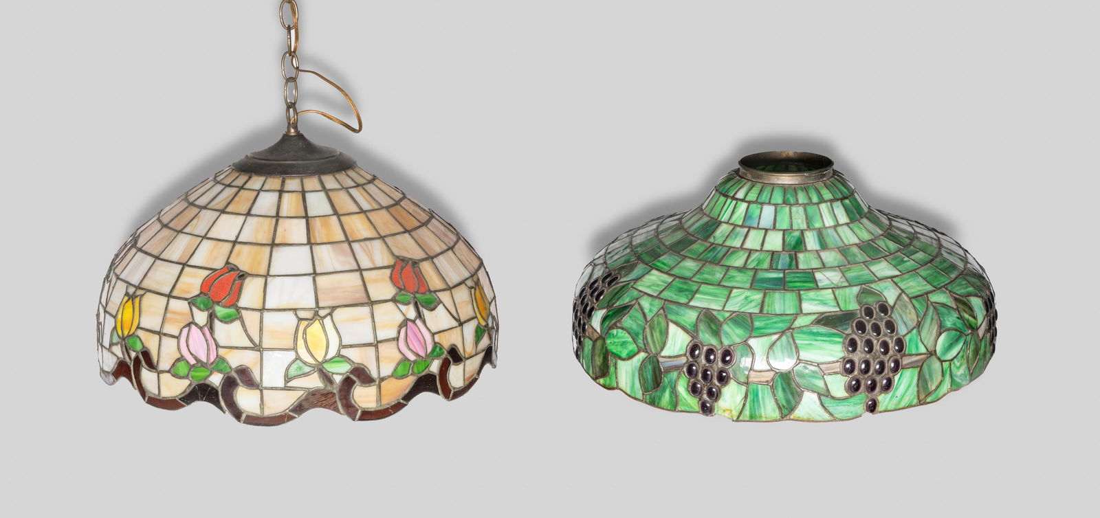 Two Massive Tiffany Style Stained Glass Lampshades (1 of 14)