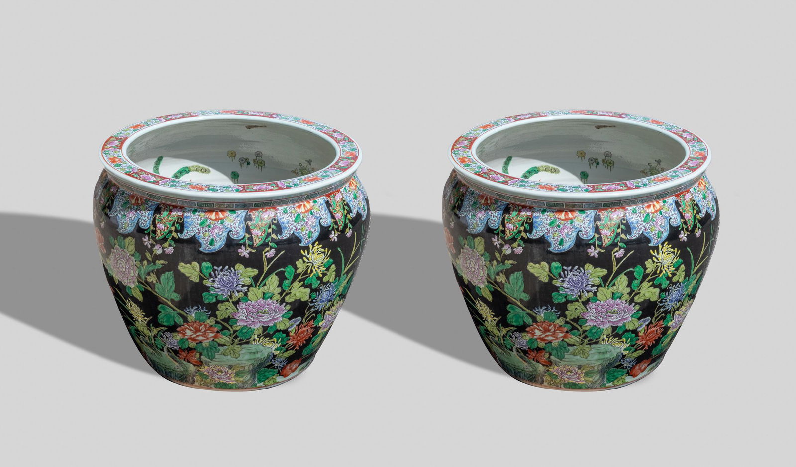 Pair Massive Chinese Famille Rose Porcelain Pots (1 of 15)