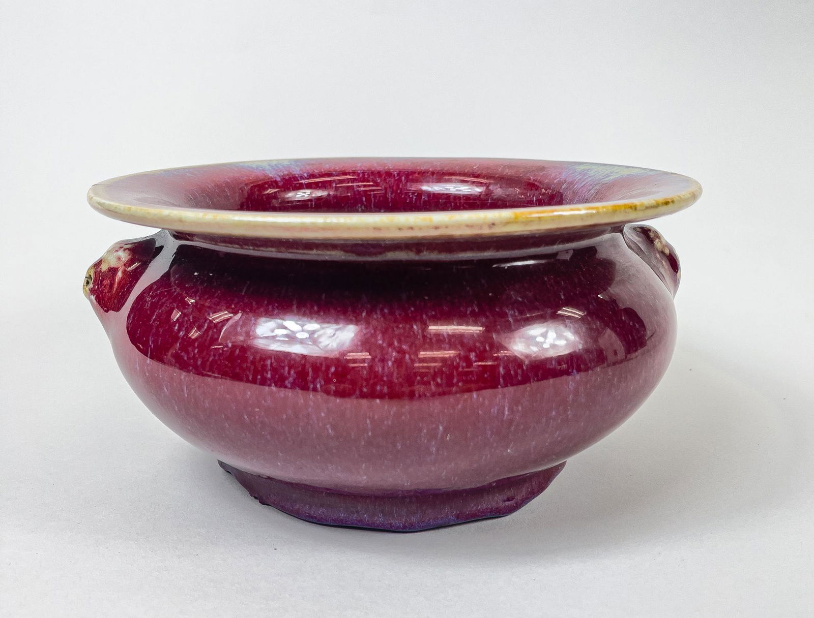 Large Chinese Flambe Glazed Porcelain Washer (1 of 8)