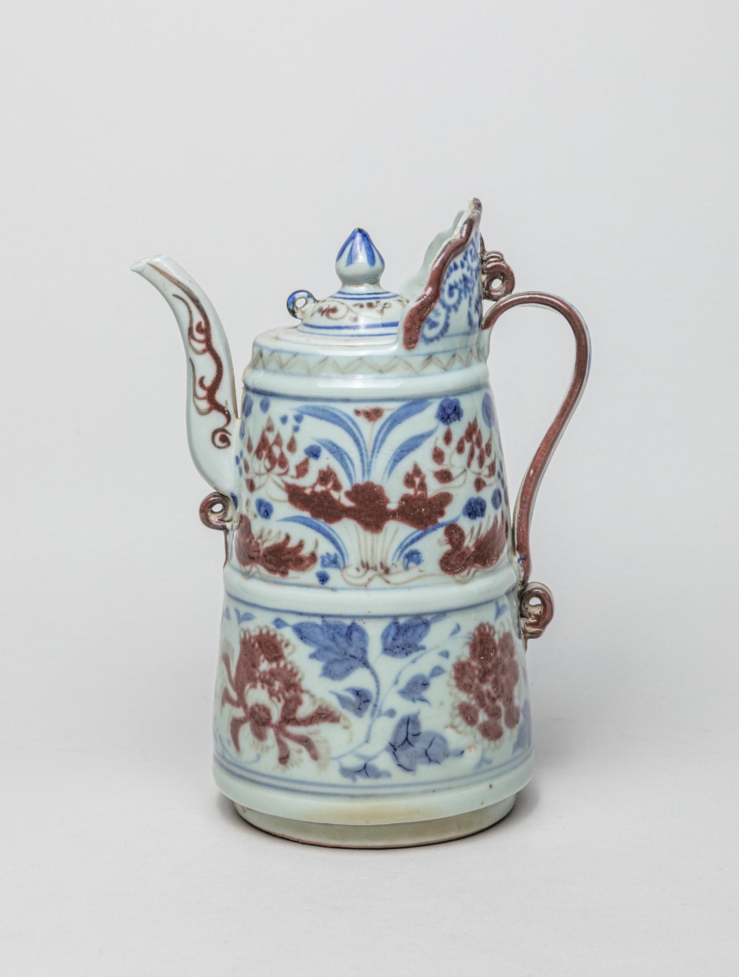 Chinese Blue White & Coper Red Porcelain Pot (1 of 16)
