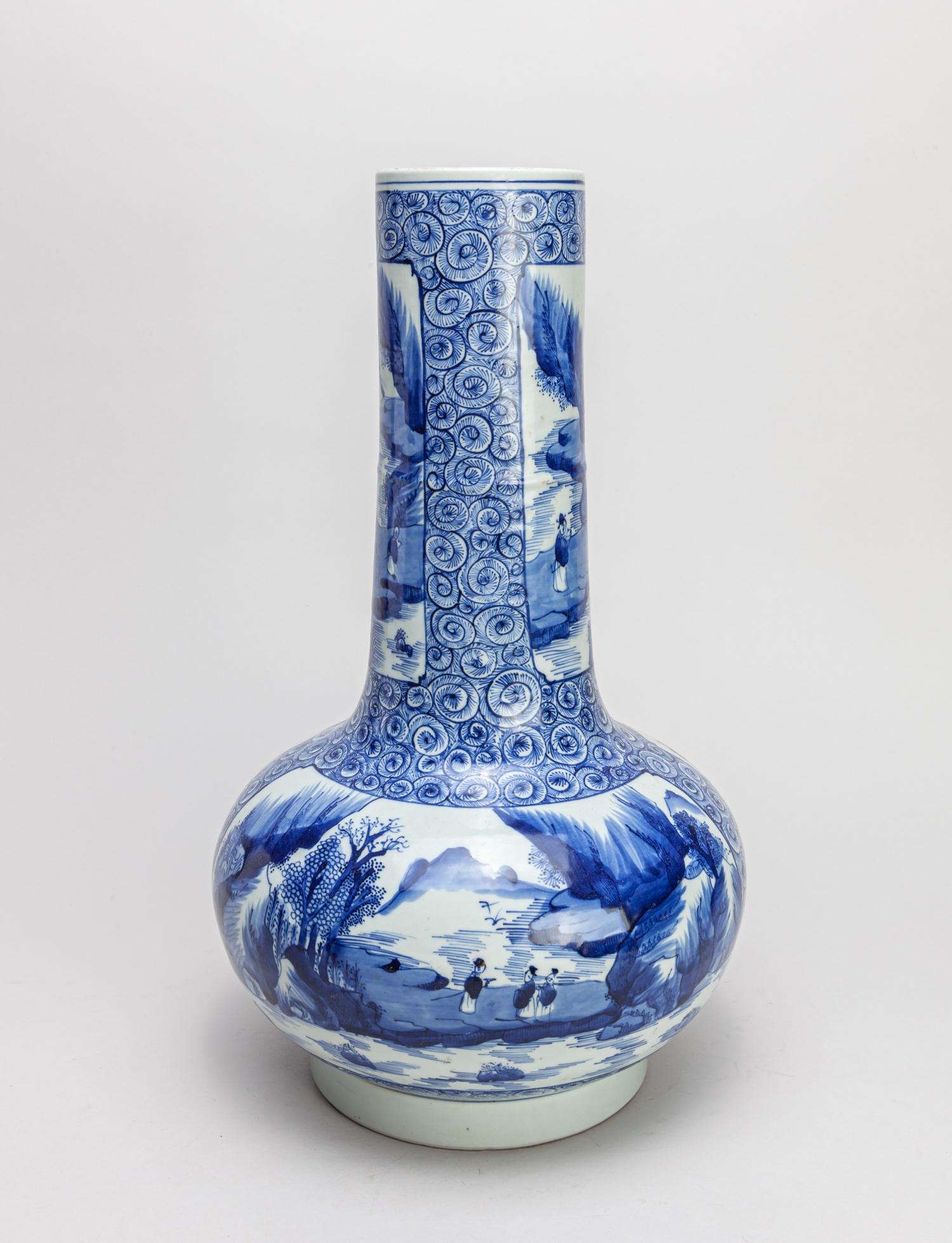 Large Chinese Blue & White Porcelain Vase (1 of 11)