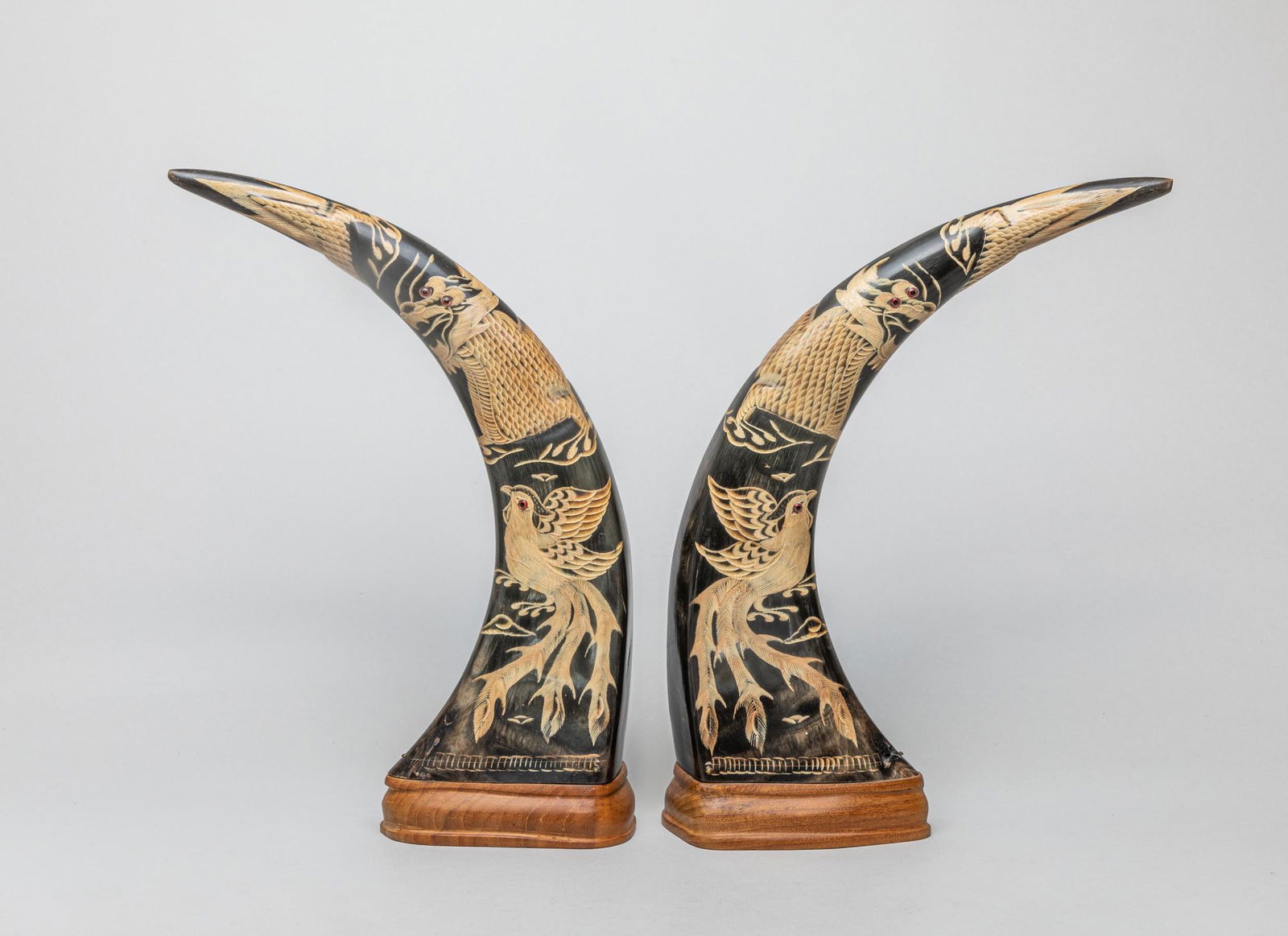 Pair Chinese Carved Horn Decors (1 of 10)