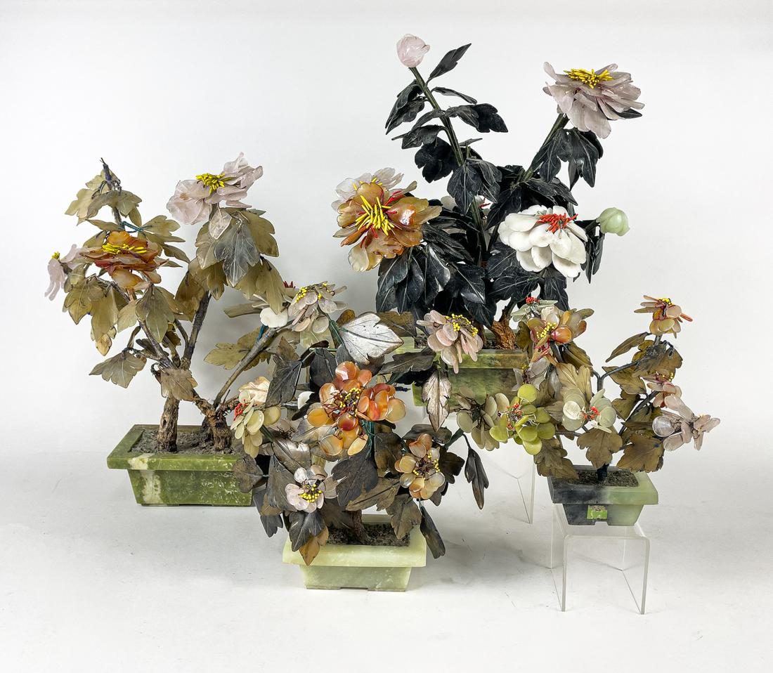 Chinese Export Jade, Gemstone Bonsai (1 of 12)