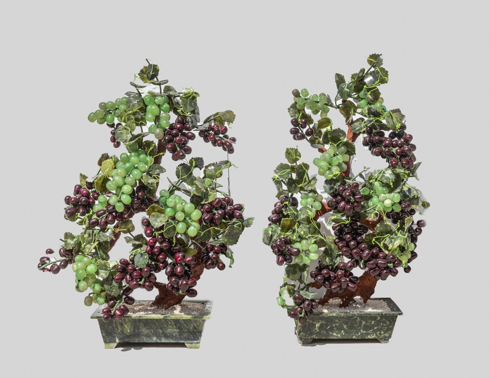 Pair Chinese Jade & Stone Bonsai (1 of 11)