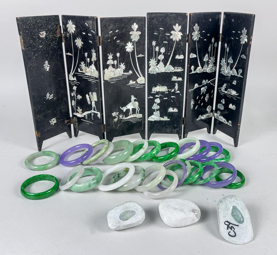 Chinese MOP, Bangles and Jadeite Stone (1 of 13)