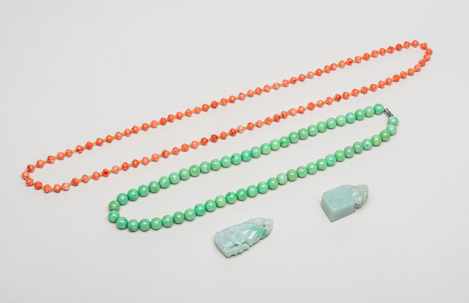 Estate Chinese Jadeite & Coral Like Jewelry (1 of 15)