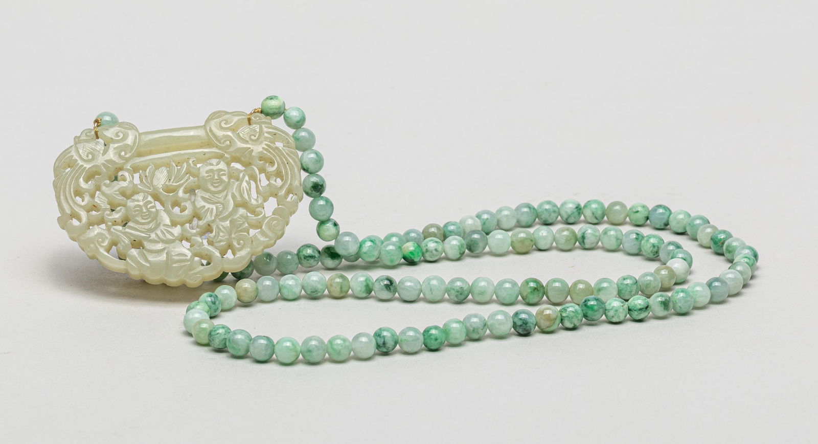 Chinese Export Jade Lock & Necklace (1 of 13)