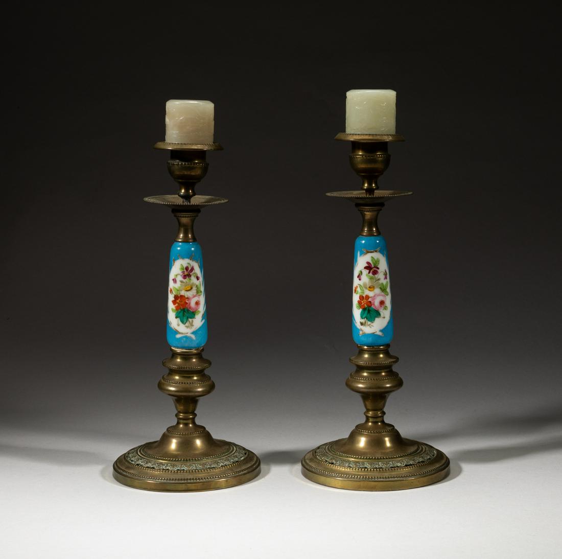 Louis XVI Type Candlesticks w/ Chinese Jade (1 of 9)