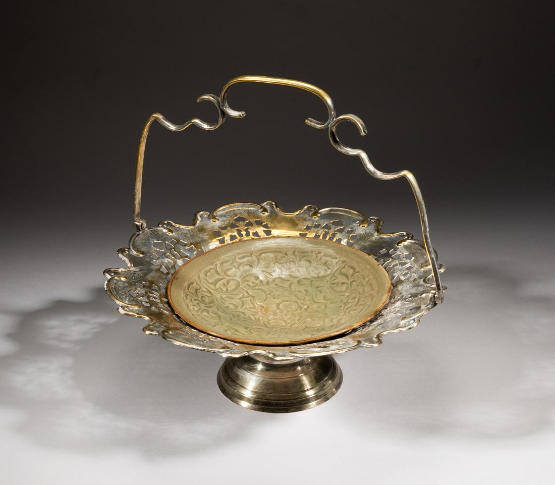 Chinese Yaochou Bowl w/ Silverplate Stand (1 of 8)