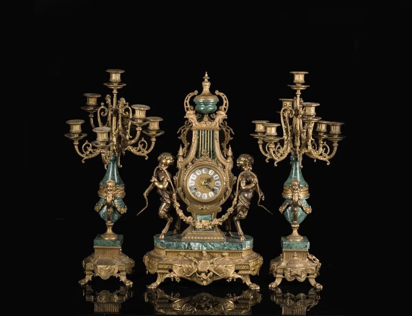 French Louis XVI Style Gilt & Marble Clock (1 of 10)
