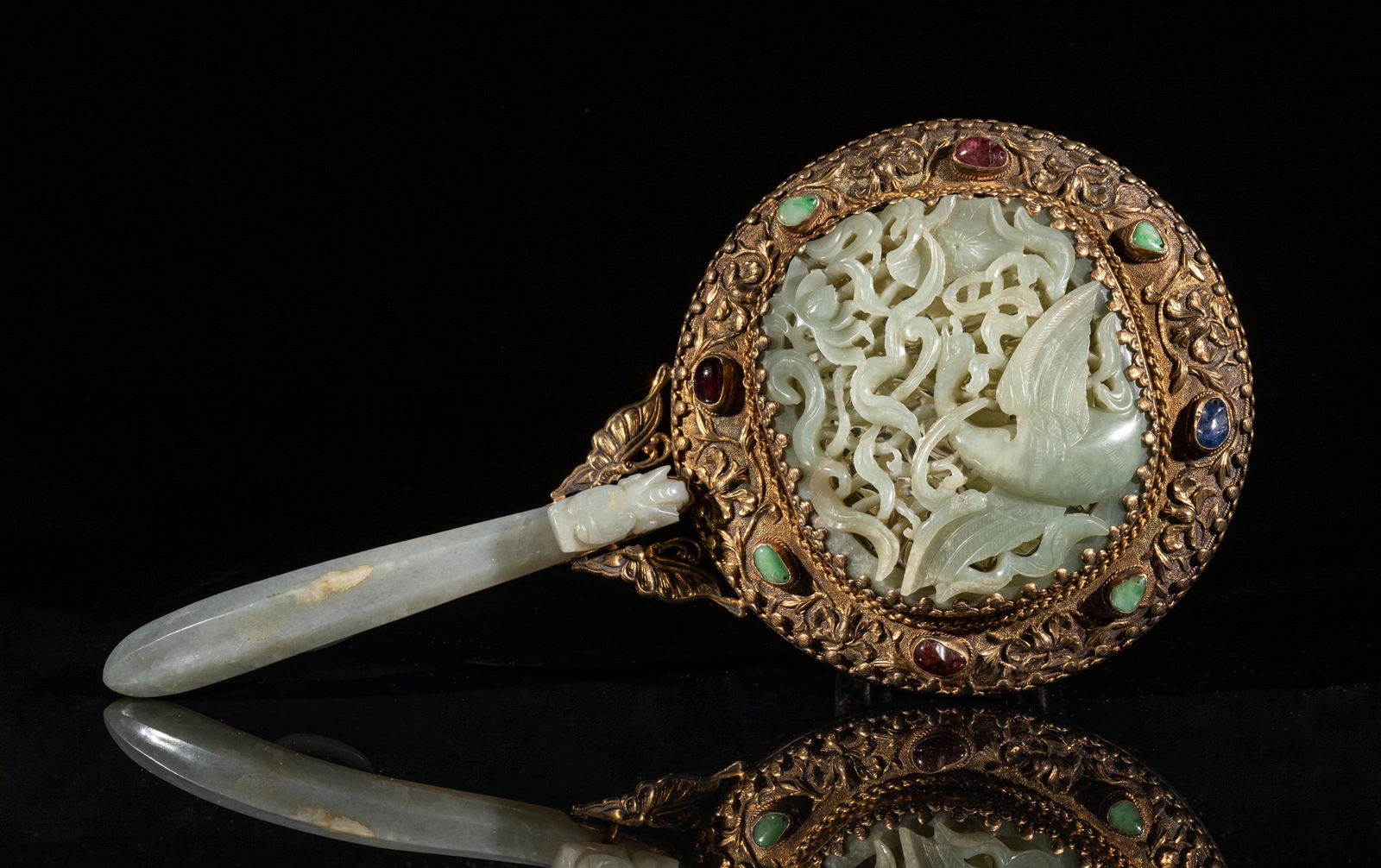 Chinese Jade & Gemstone Mirror (1 of 15)
