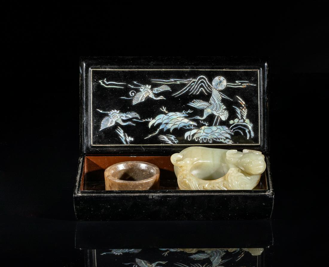 Rare Chinese Pale Celadon Jade Washer w/ Box (1 of 16)