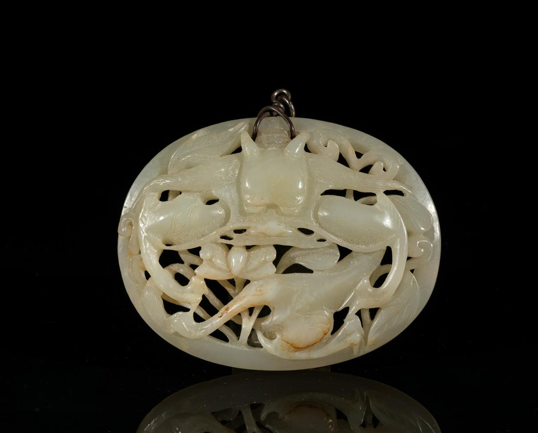 Chinese White Jade Carved Dragon Pendant (1 of 10)