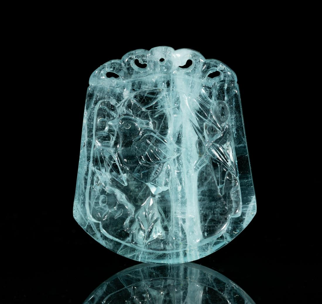 Large Chinese Clear Aquamarine Carvings (1 of 10)