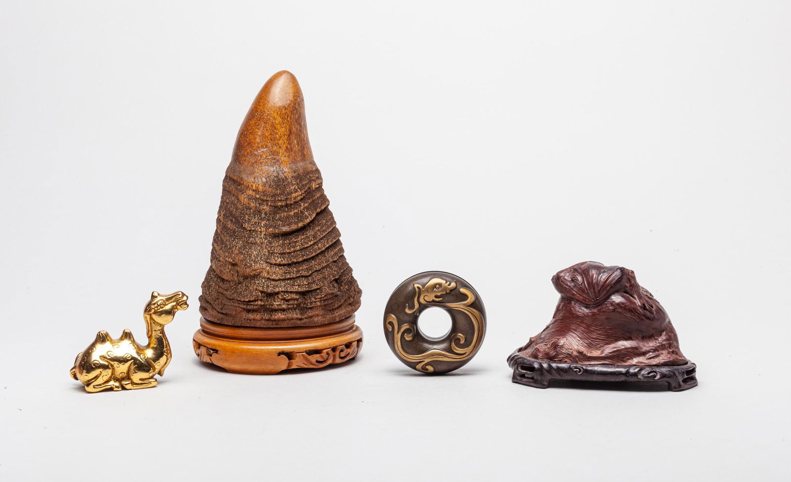 Chinese Wood Censer, Brass & Horn Like Decor (1 of 15)