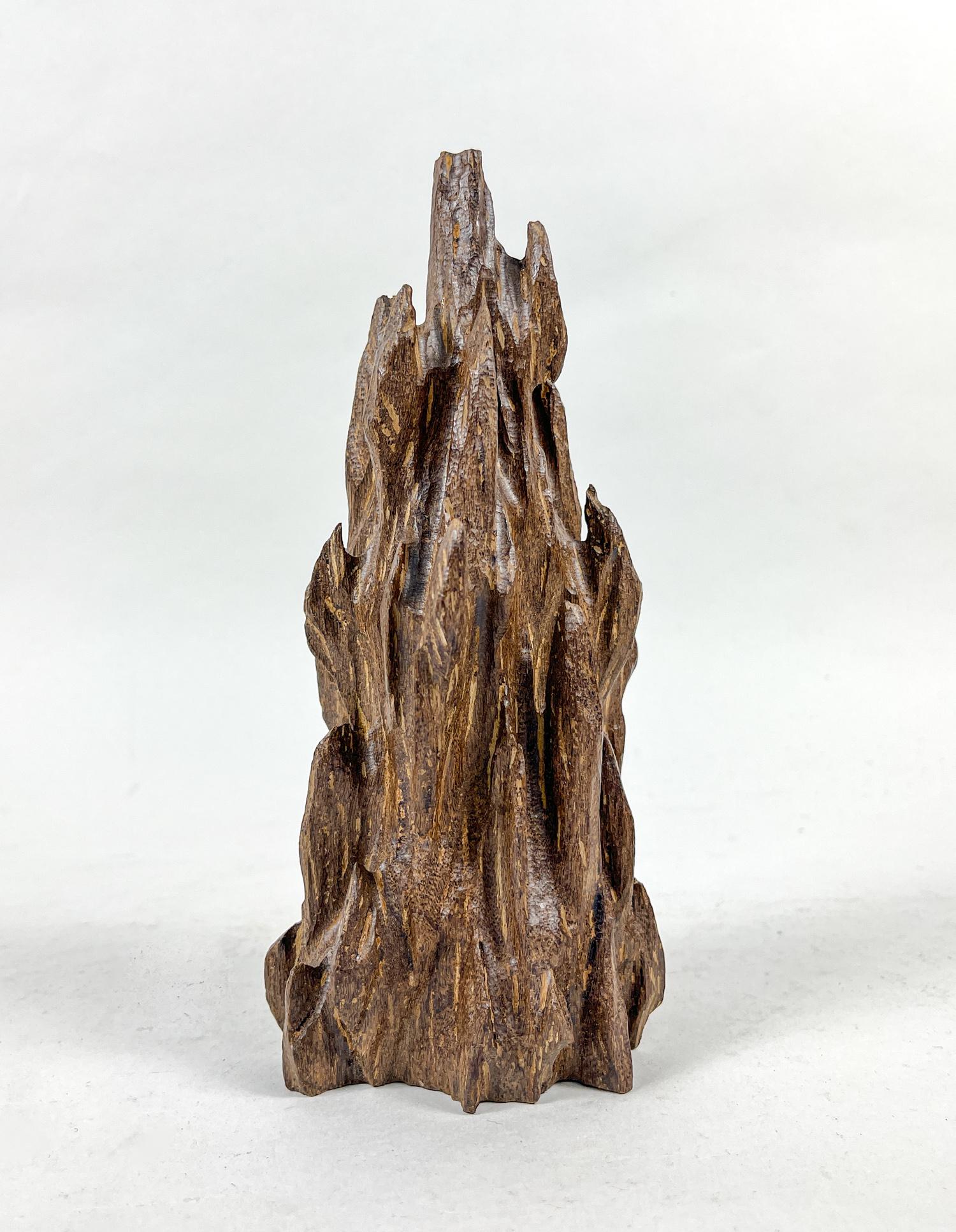 Chinese Large Agarwood Sculpture: Collectible agarwood table sculpture carved in craggy mountain form, slightly fragrant. Approx. 373 gram, 8inch H, 3.6inch W. The estate of DTLA antique store closed sale.