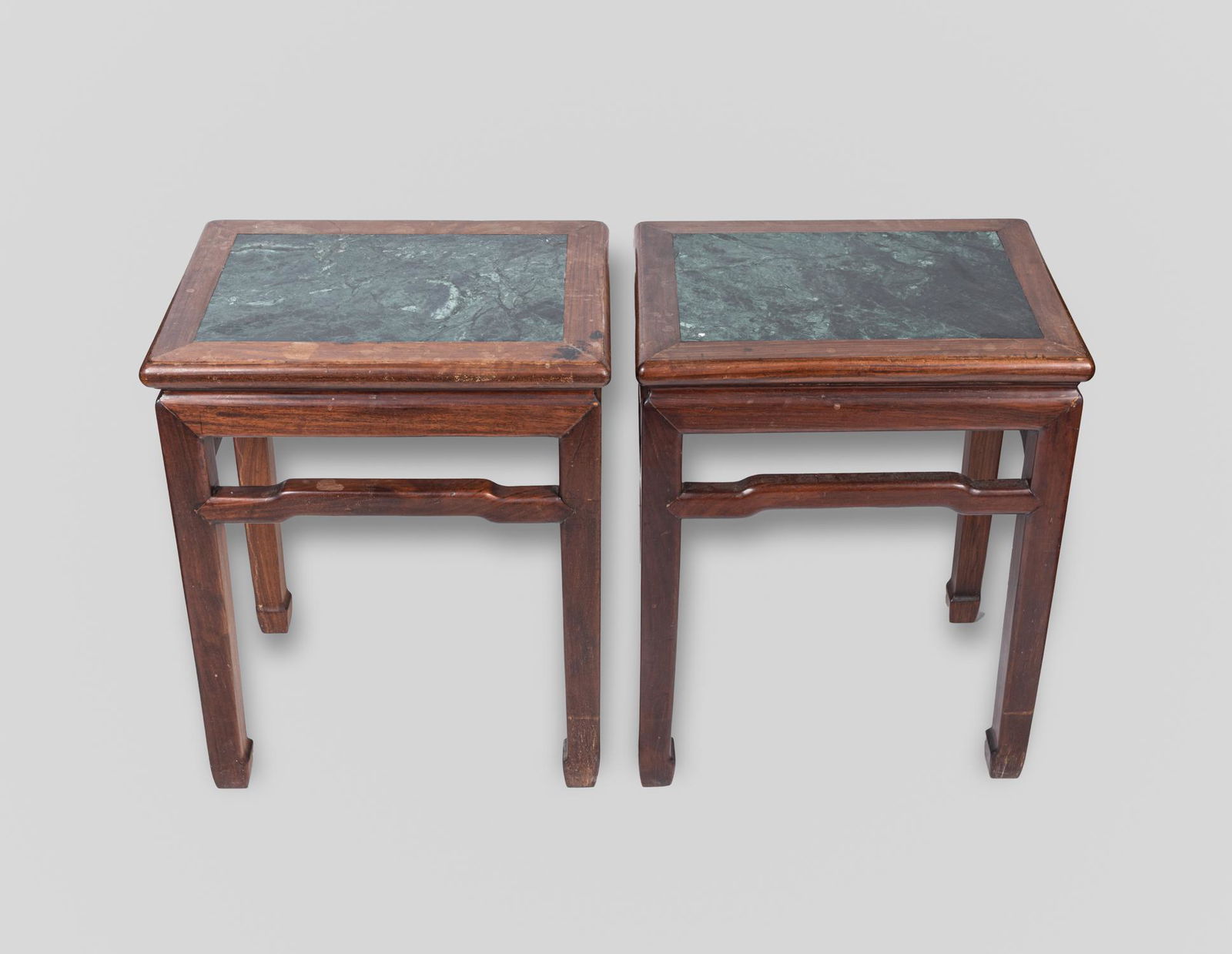 Pair Chinese Wood Tables inlaid Marble (1 of 11)