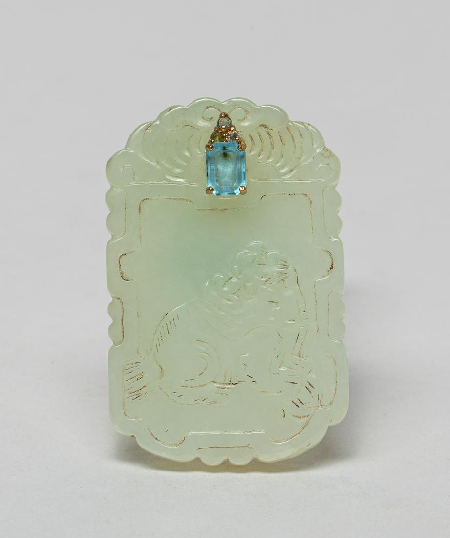 Chinese White Jade, Aquamarine Plaque (1 of 10)