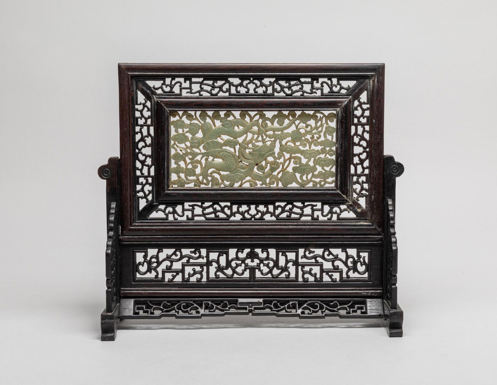 Collectible Chinese Wood & Jade Table Screen (1 of 10)