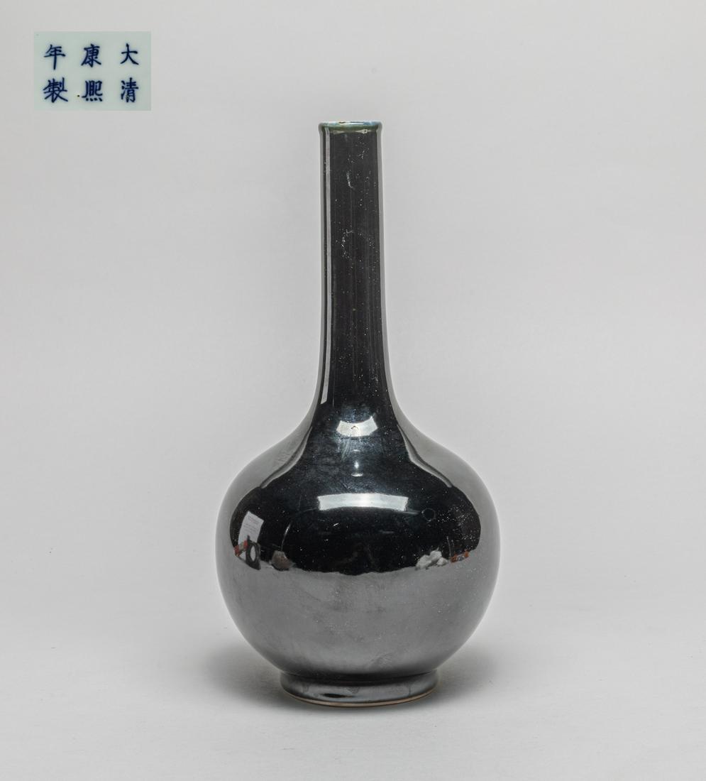Chinese Black Glazed Porcelain Long Neck Vase (1 of 13)