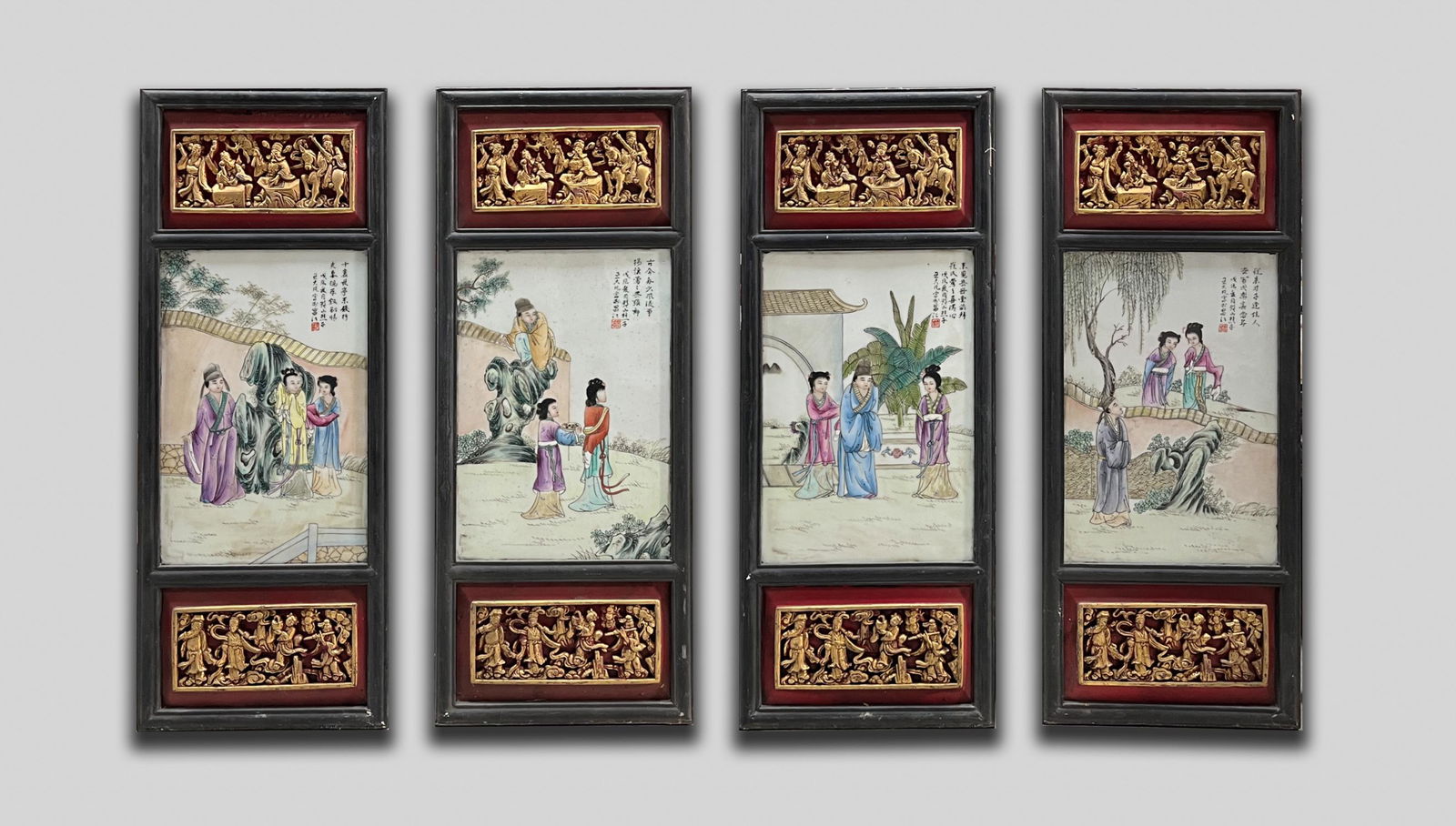 Vintage Chinese Porcelain & Wood Plaques (1 of 14)