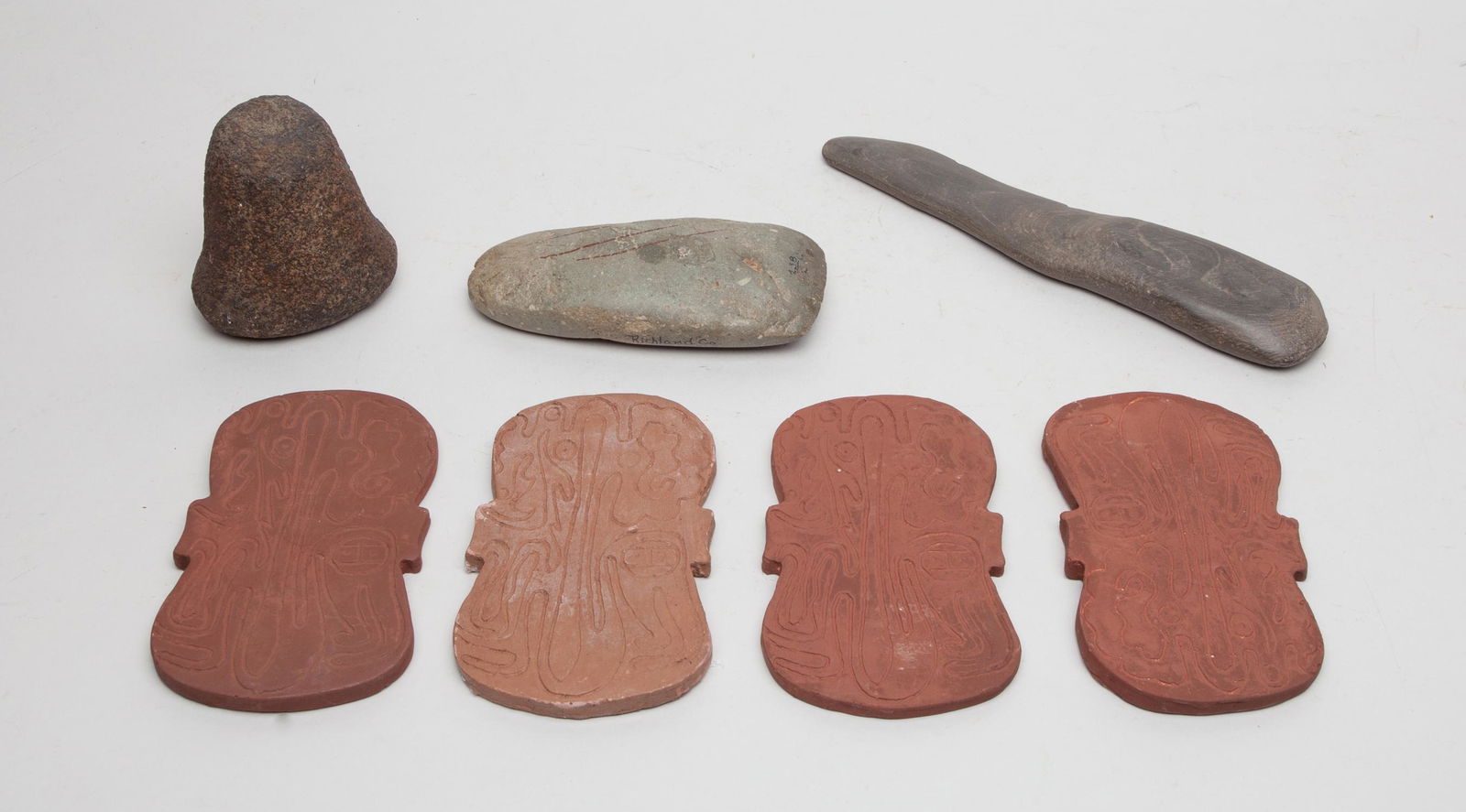 Native American Stone Tool & Clay Plaque (1 of 10)