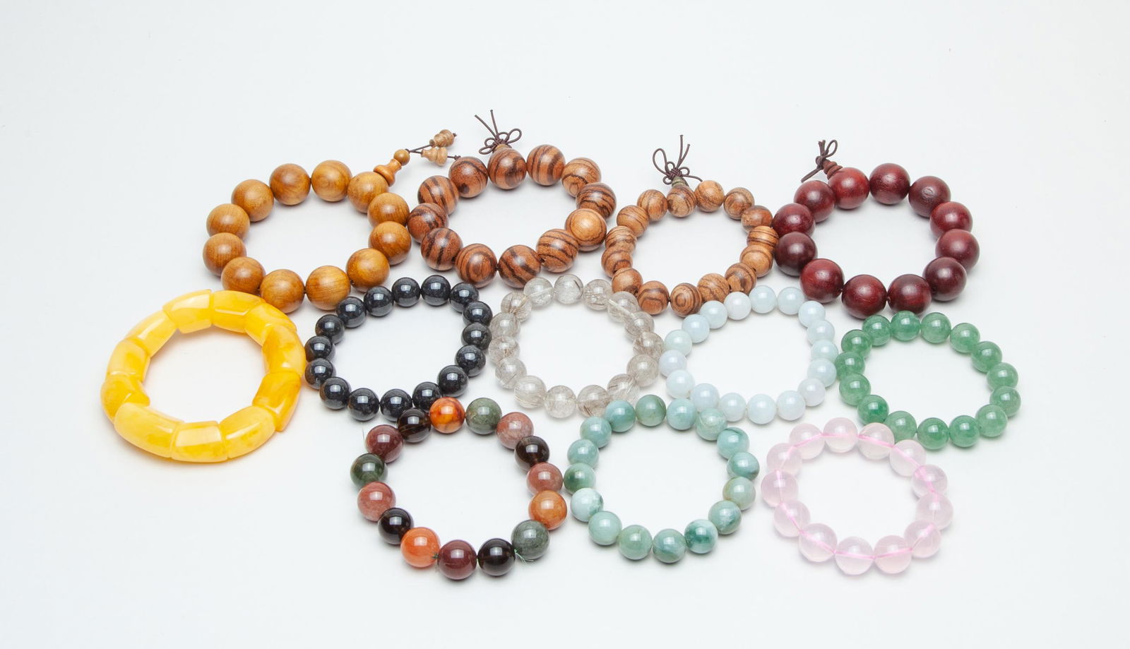 Estate Chinese Wood, Gemstone Beads (1 of 14)