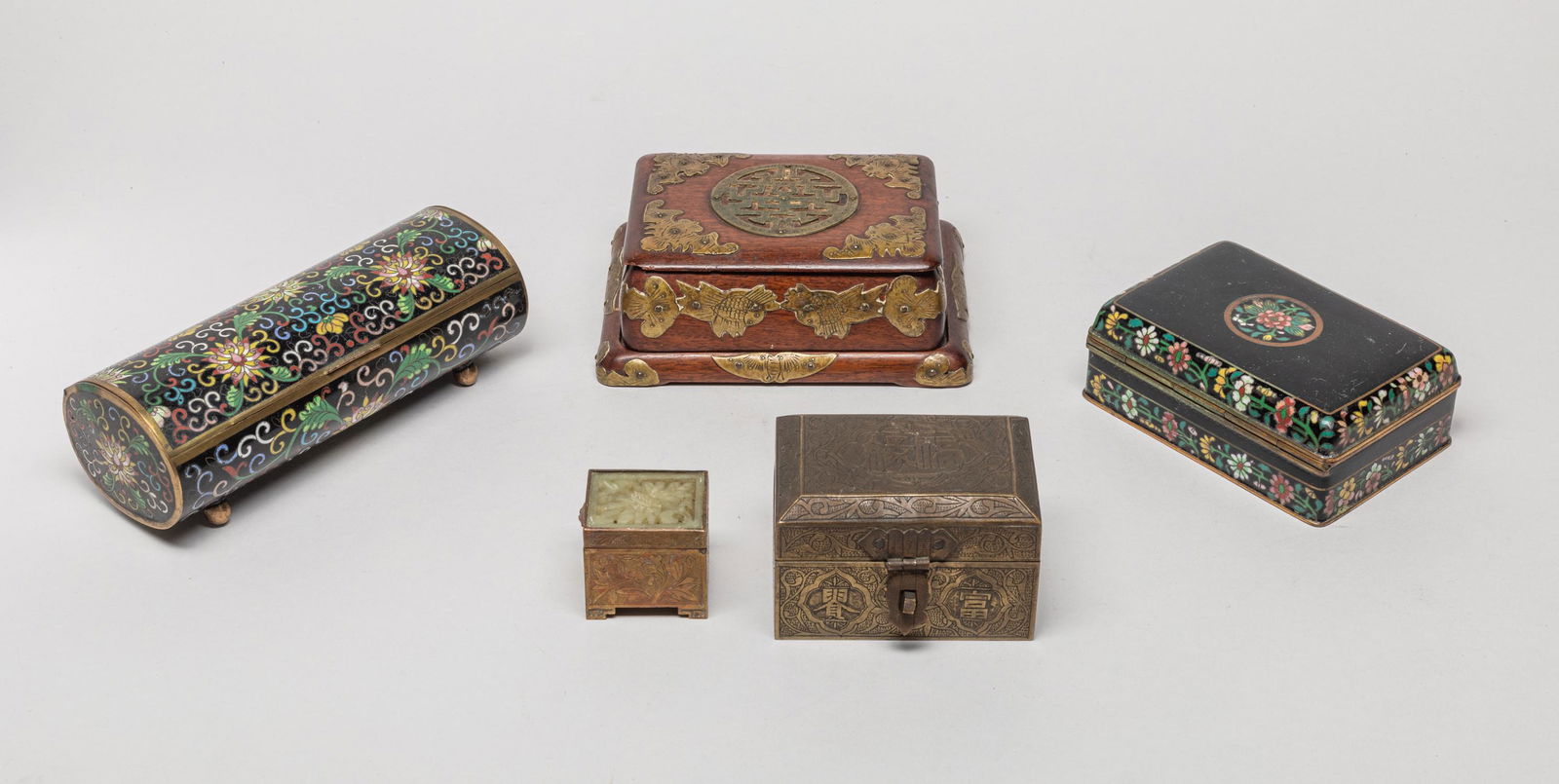 Chinese Cloisonne, Brass & Wood Box (1 of 12)