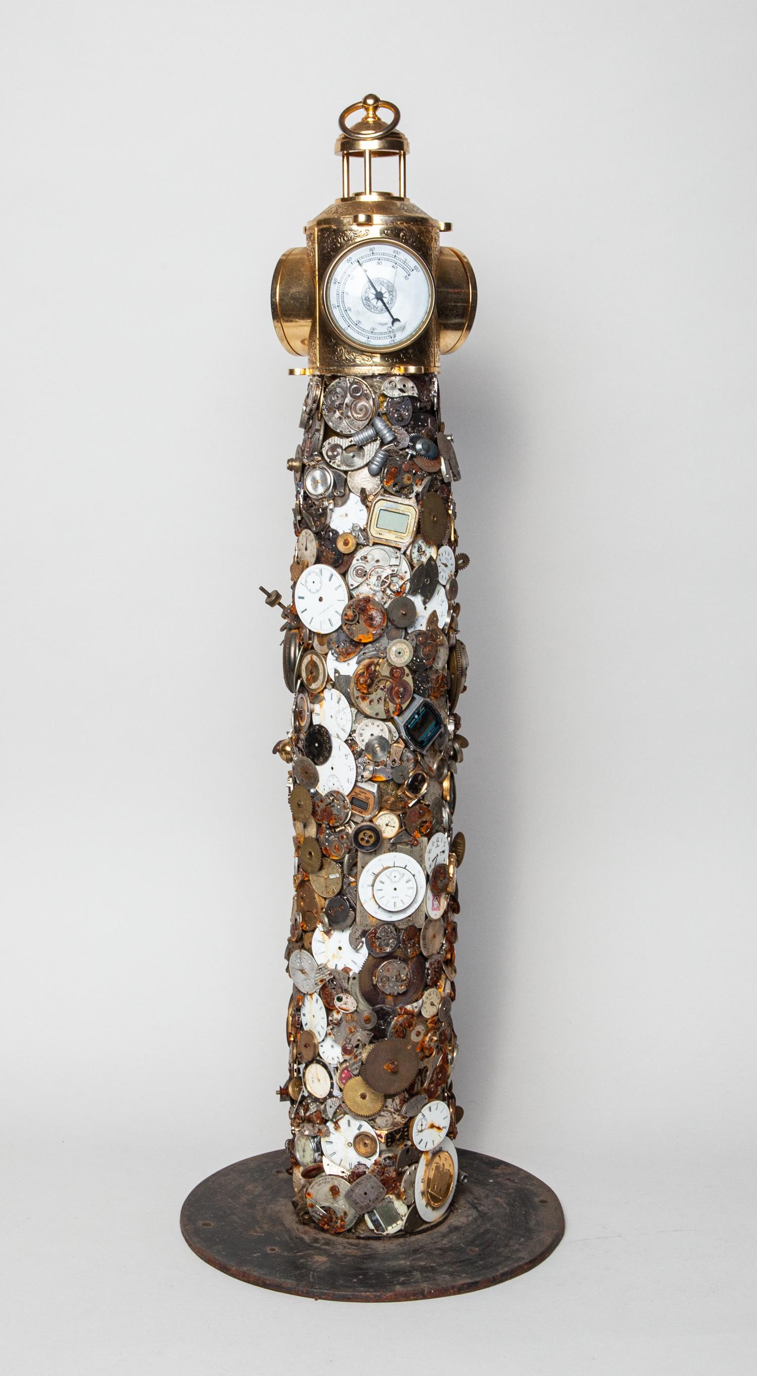 Collectible Art Clock Watch & Coin Decor: Tall rare clock, watch and coin made room decor. 31inch H, 10.5inch W.