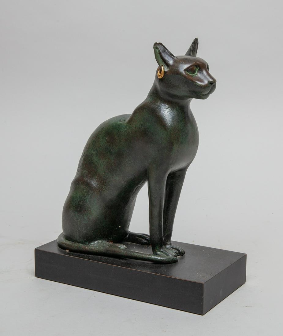 Fine Modern Art Sculpture of Egypt Cat: Collectible modern art style table sculpture of an Egypt type cat.10.2-5-13inch.