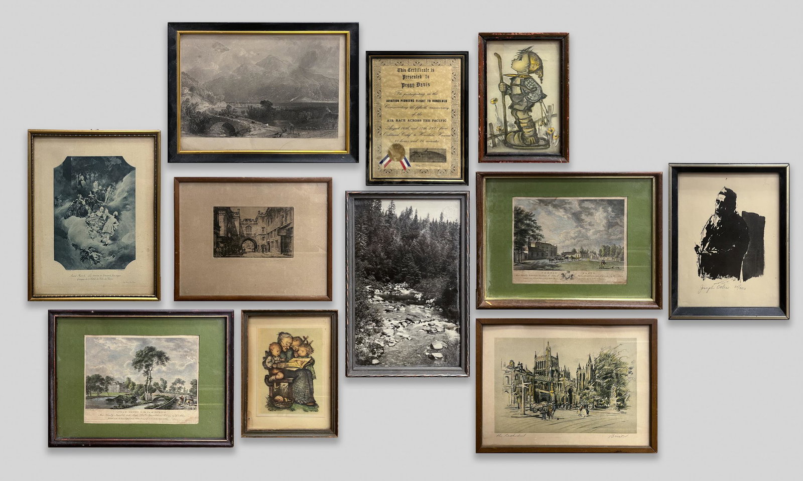 Collectible Vintage Lithigraphy: Large set vintage wall hanging lithography, 11.5-9.5 inch (largest).