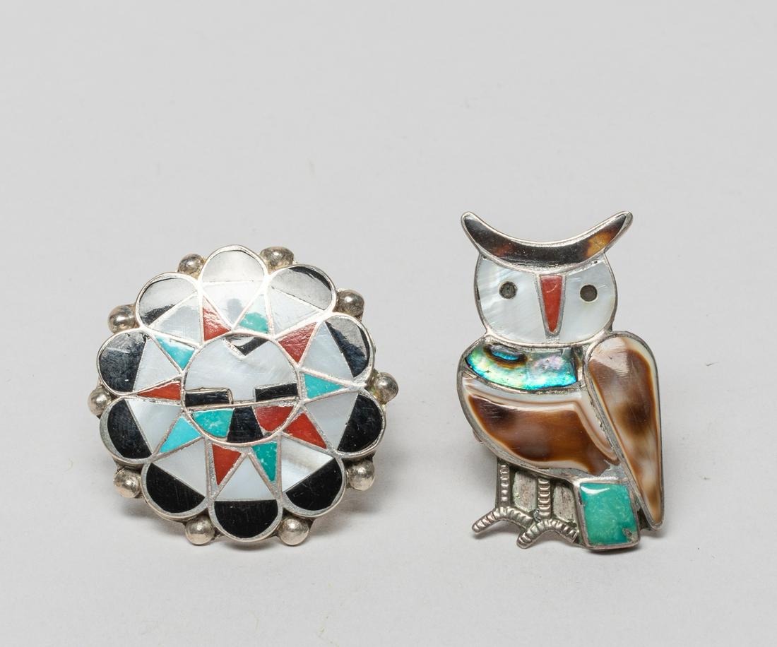 Two Zuni Silver & Gemstone Rings (1 of 9)