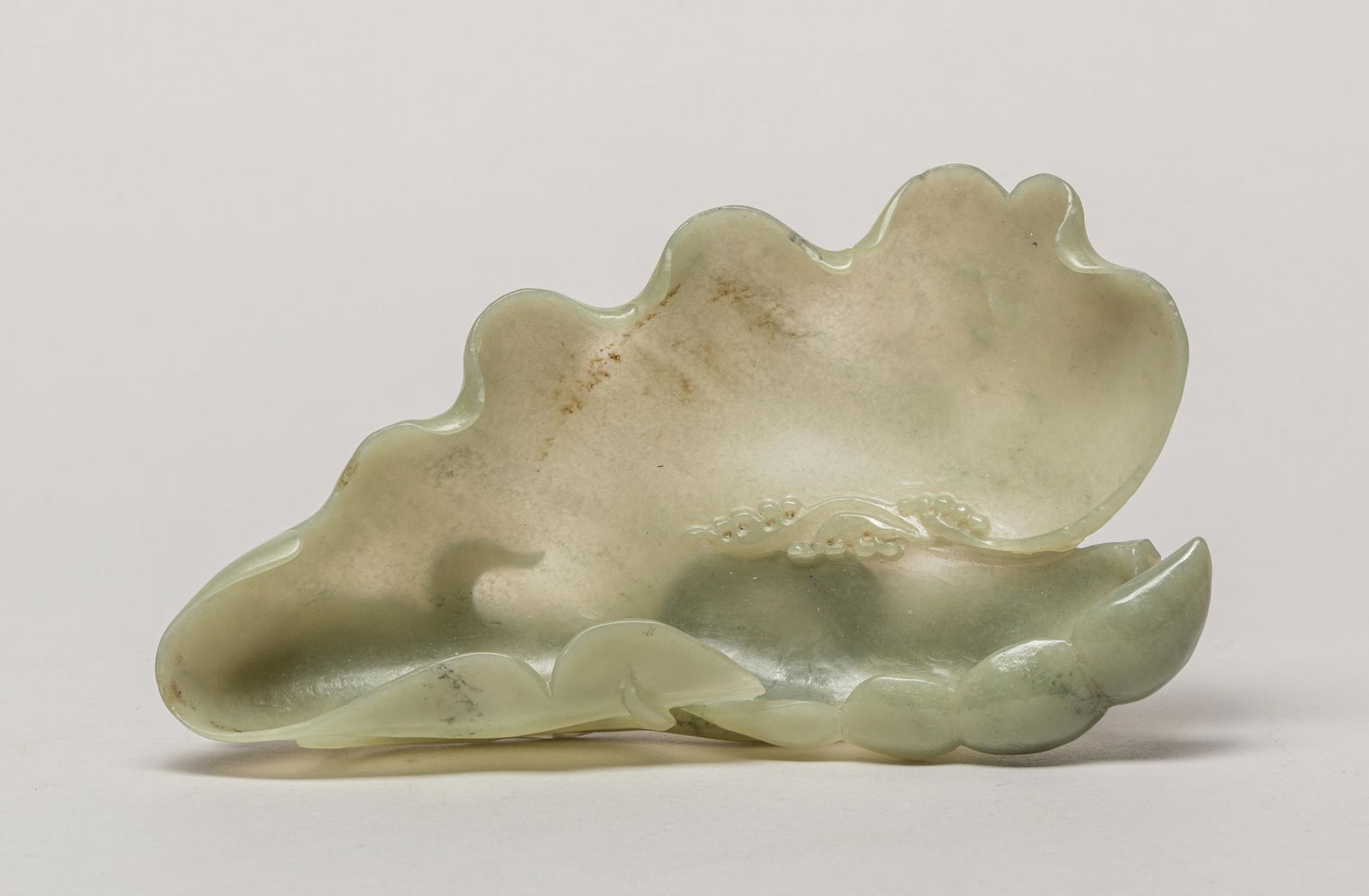 Large Chinese Carved Jade Washer, Lotus (1 of 12)