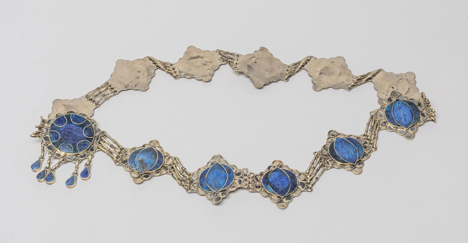 Old West Asian Silver Color & Lapis Belt (1 of 7)