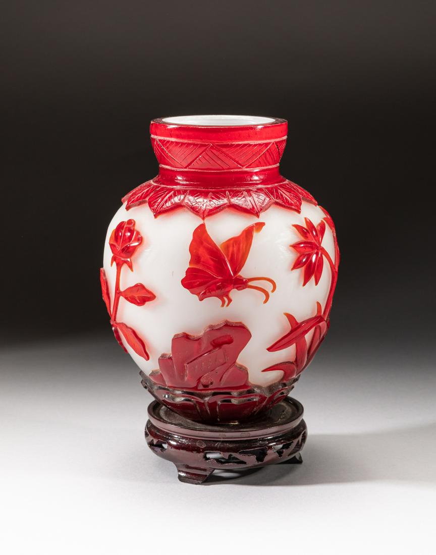 Rare Chinese Overlay Glass Vase (1 of 11)