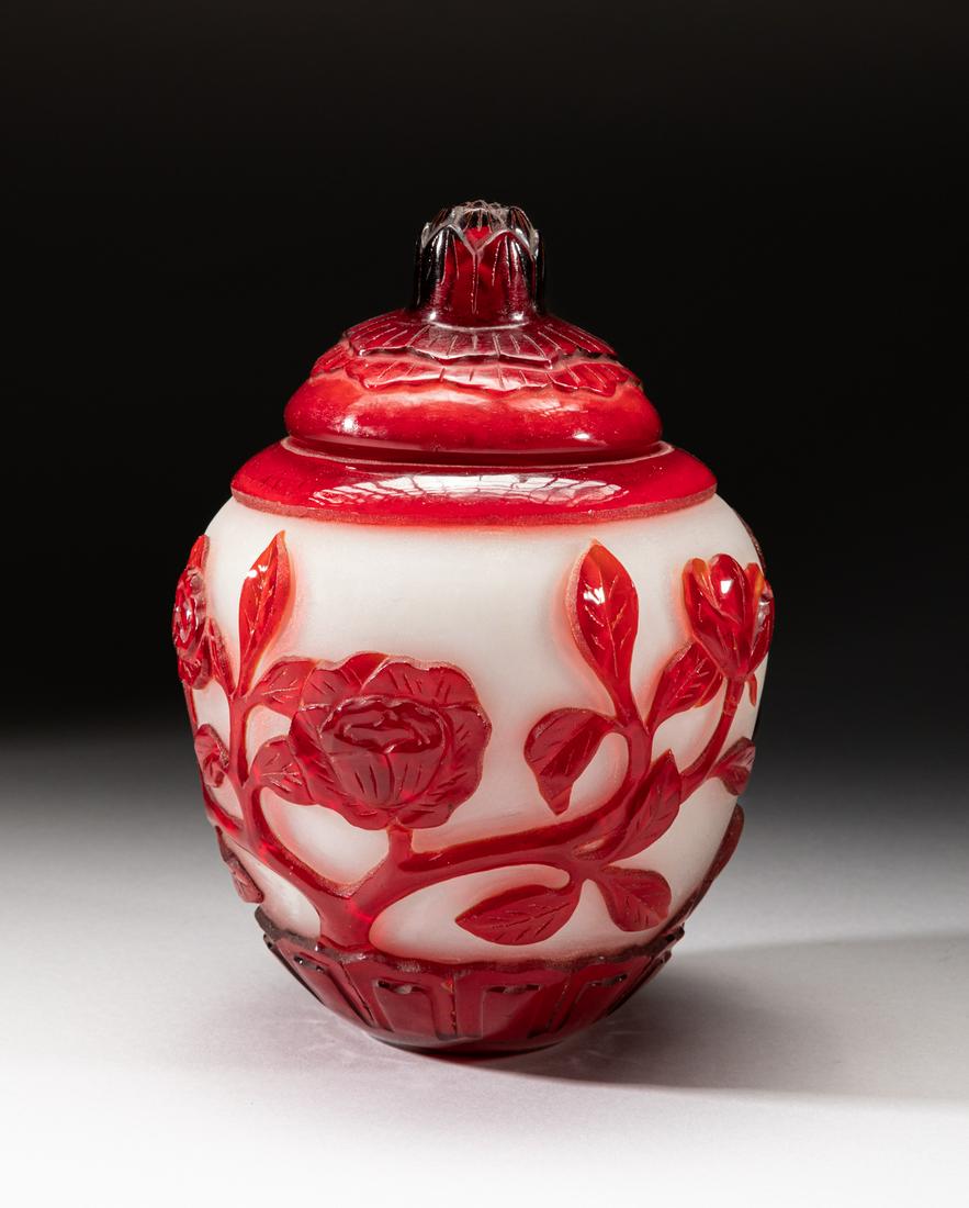 Rare Chinese Overlay Glass Covered Jar (1 of 15)