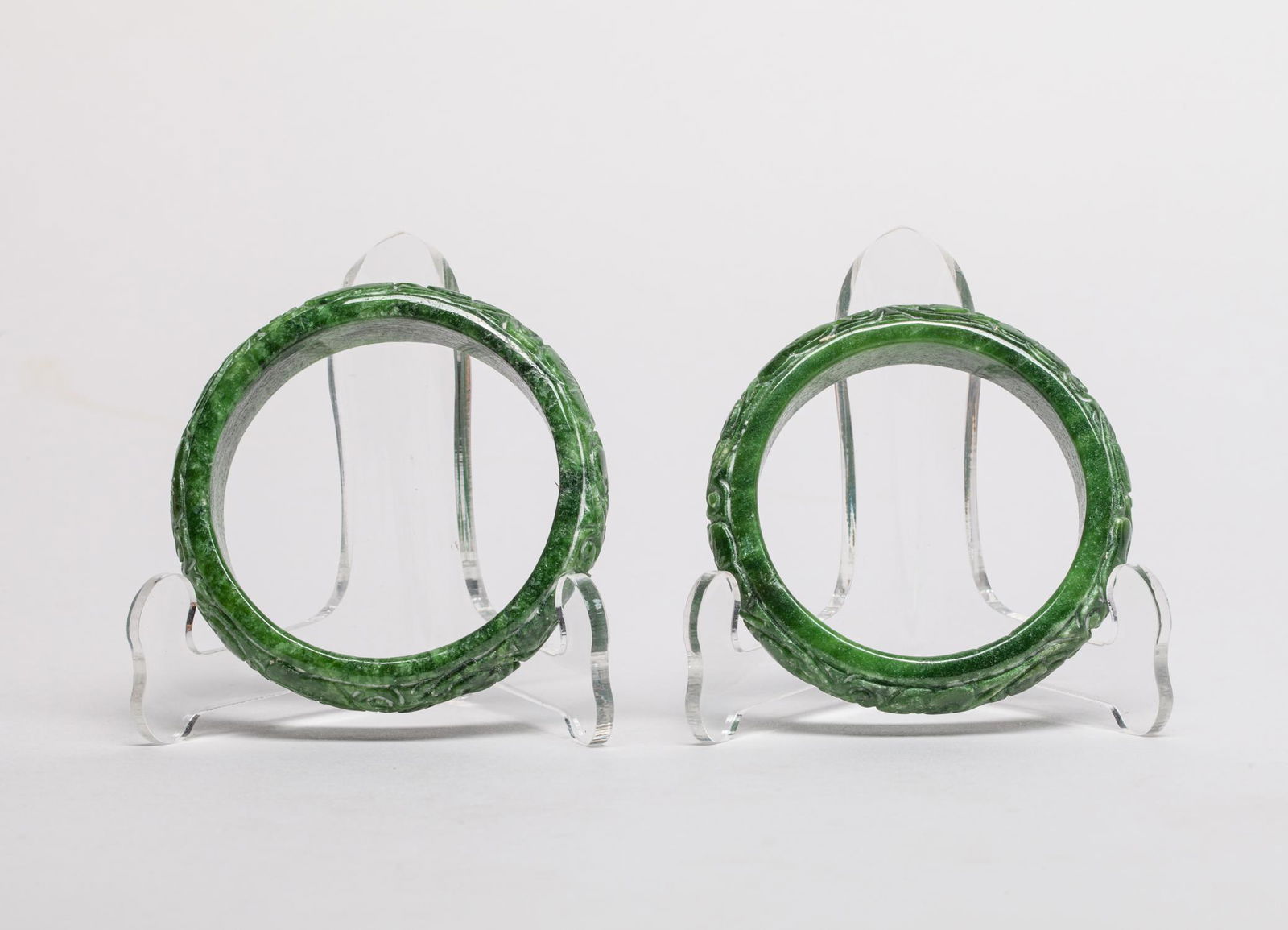 Pair Chinese Jade/Stone Bangles (1 of 11)