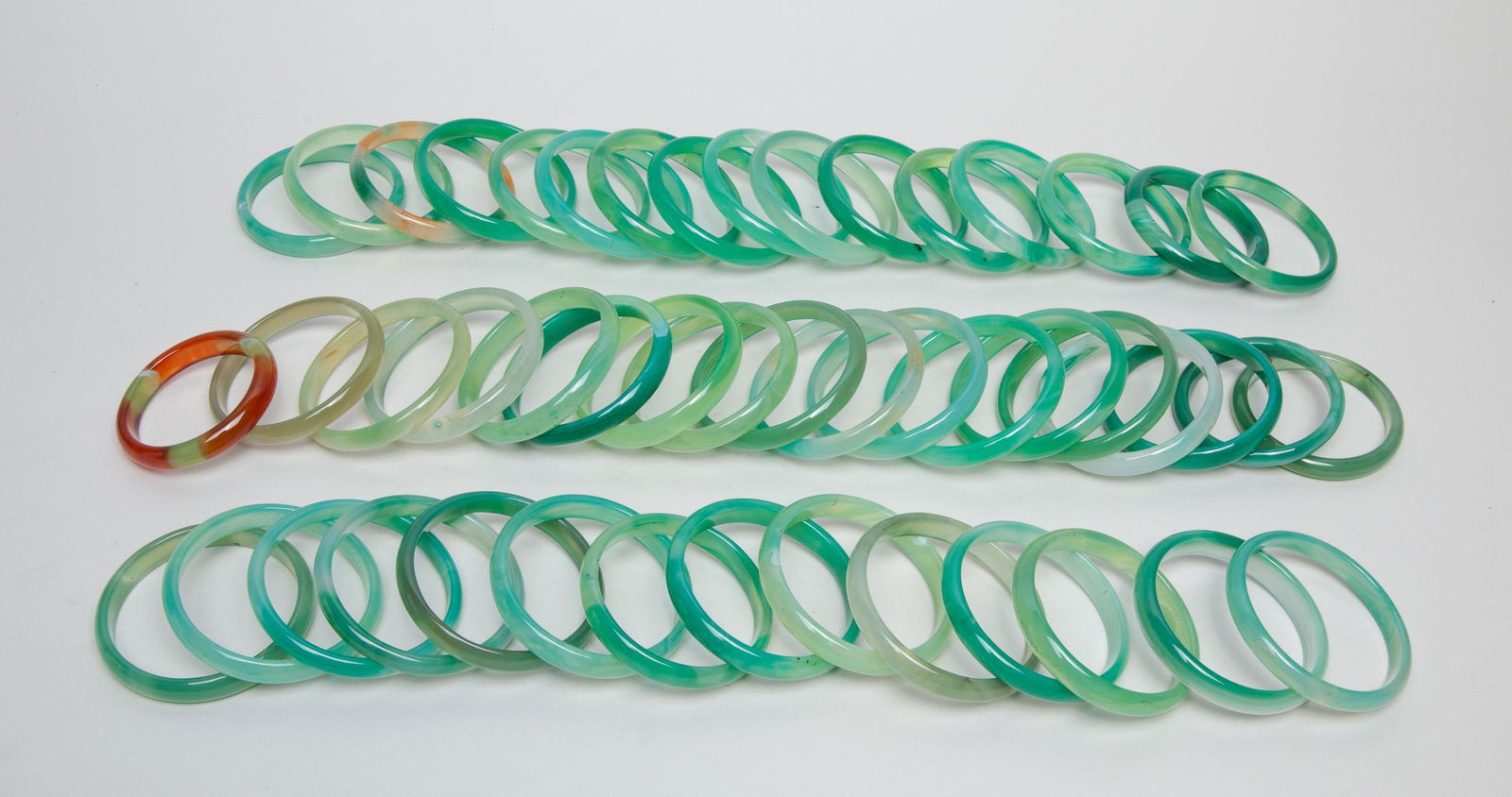 Chinese Export Green Agate Bangles (1 of 12)