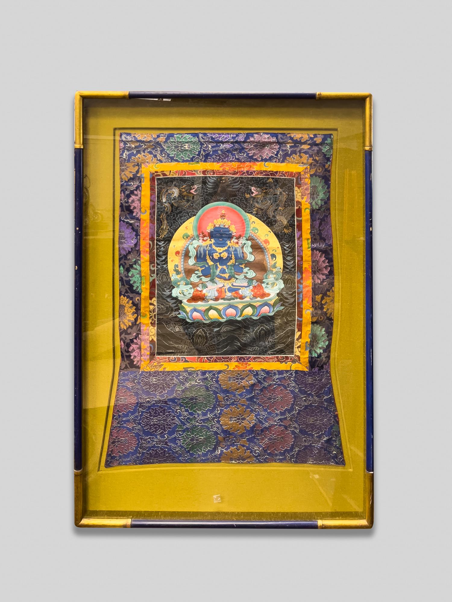 Massive Chinese Sino-Tibetan Tangka: Collectible framed silk Sino-Tibetan tangka. 33inch L, 51inch H (w/ frame).