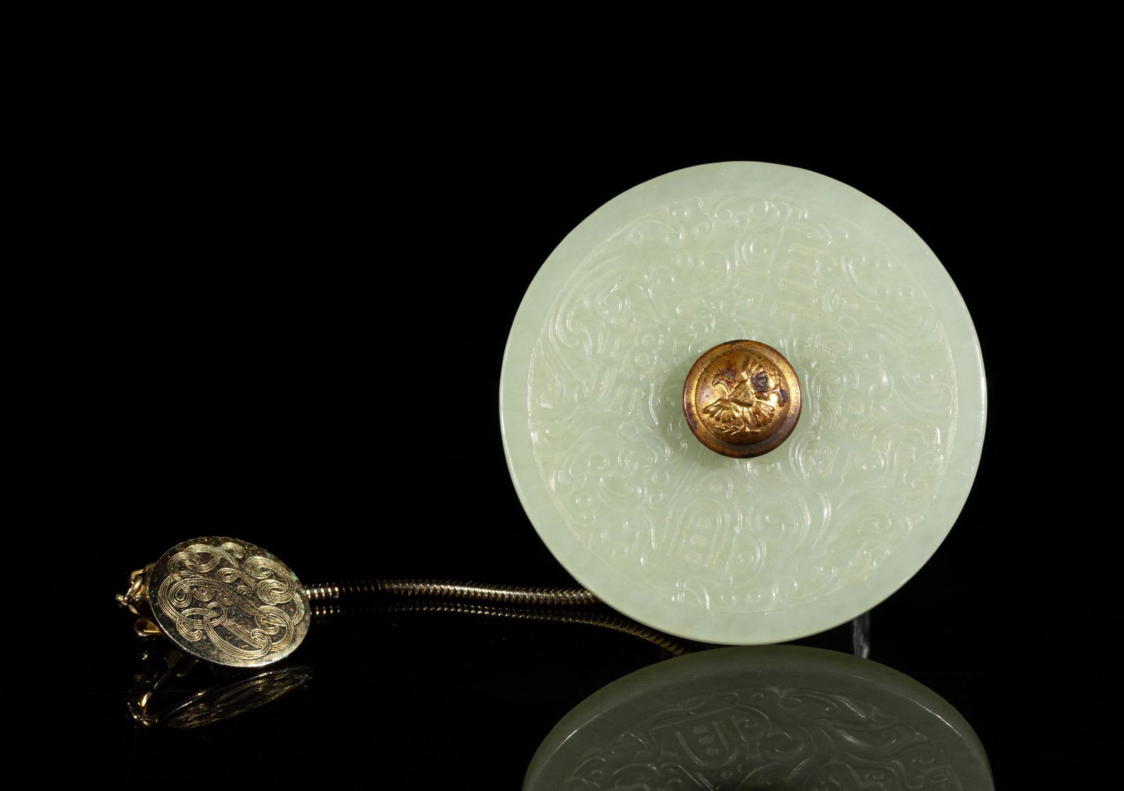 France Louis XVI Type Chinese Jade Hanging Piece (1 of 11)